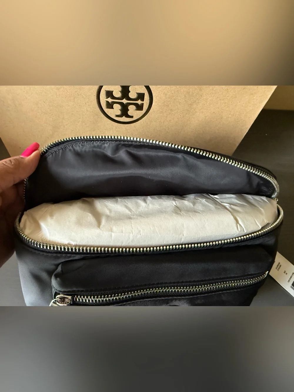 Brand New Tory Burch Black Nylon Crossbody Pouch/ Fanny Pack